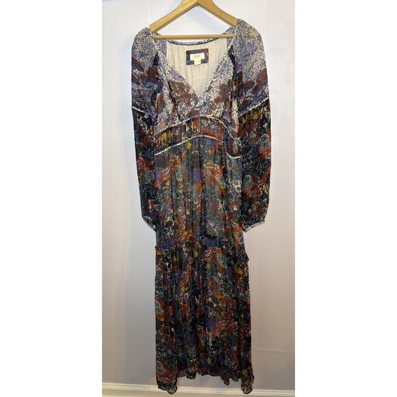 Anthropologie Dresses & Skirts - ANTHROPOLOGIE Maeve Annabella Tiered Maxi Dress 6 Ruffled Floral Bohochic Sheer